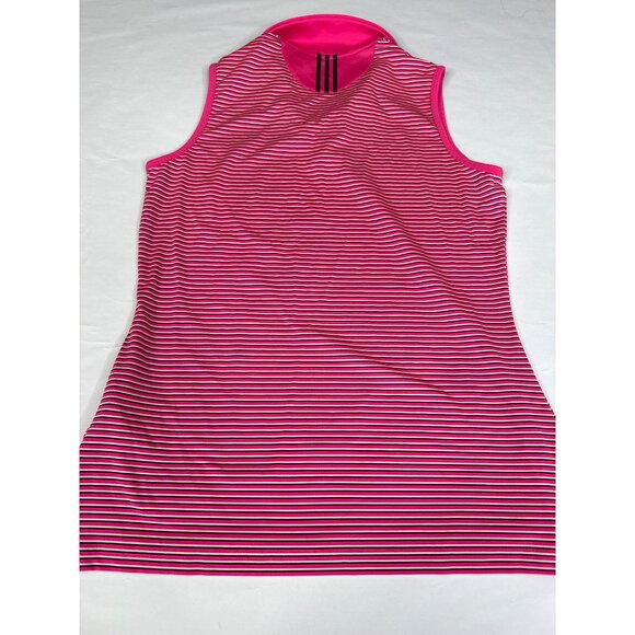 Adidas Womens Small Pink Sleeveless V Neck Stripe Golf Top Eagle Mountain New - Picture 8 of 9